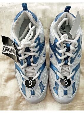 SNEAKERS, SPALDING, SIZE 8, LACES WITH NO GROMMETS, LIGHT BLUE & WHITE, NON-MARK